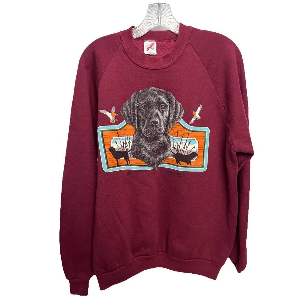 Vintage Black Lab Dog Sweatshirt Mens XL 90s Fleece Pullover